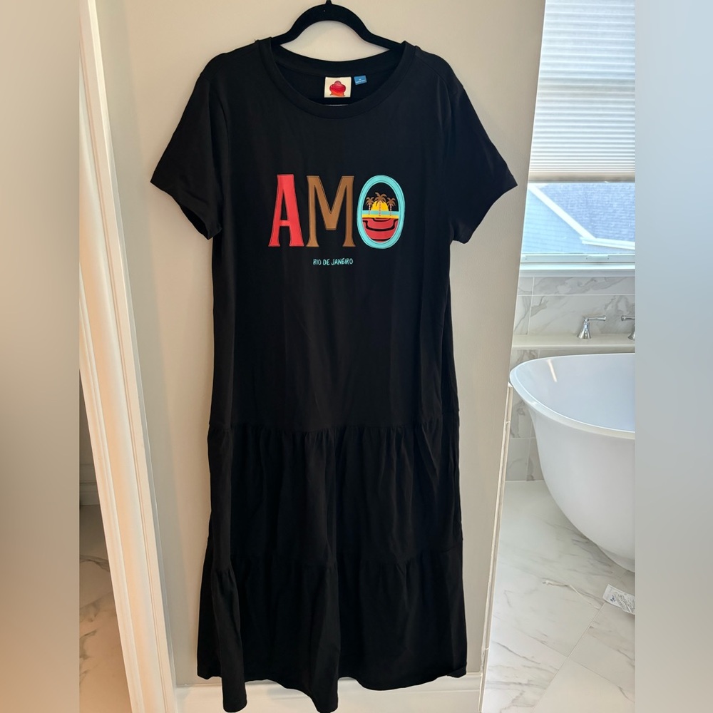 Farm Rio Anthropologie Tiered Tshirt Midi Dress sz Medium